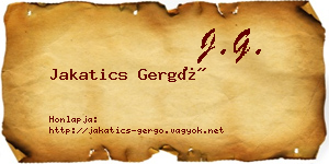 Jakatics Gergő névjegykártya